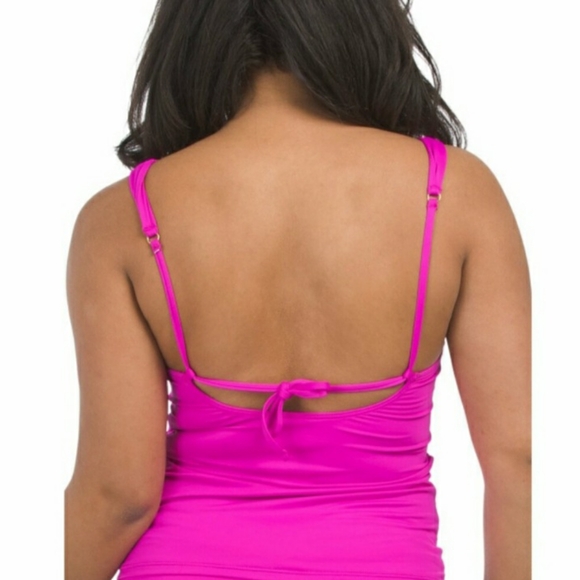 La Blanca Island Goddess pink tankini swimsuit top size 16 - Picture 2 of 4